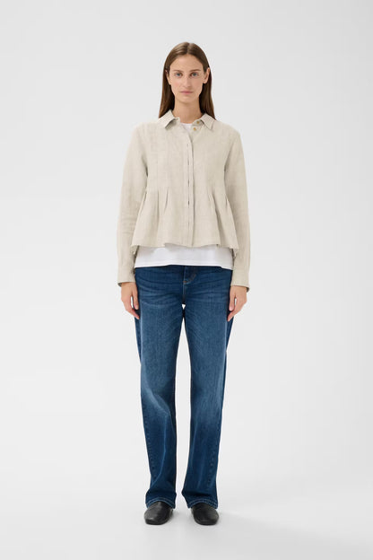 DilanaIW Pleated Shirt Ecru Melange InWear