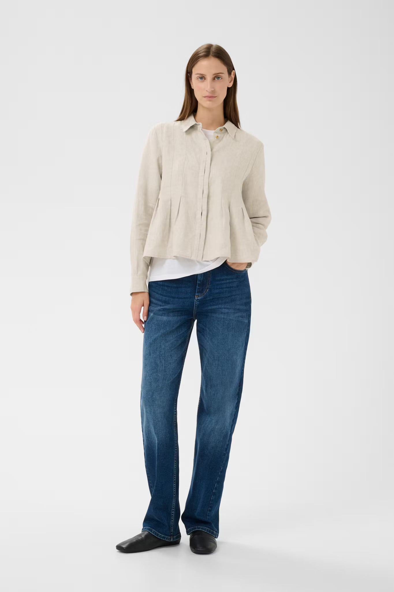 DilanaIW Pleated Shirt Ecru Melange InWear