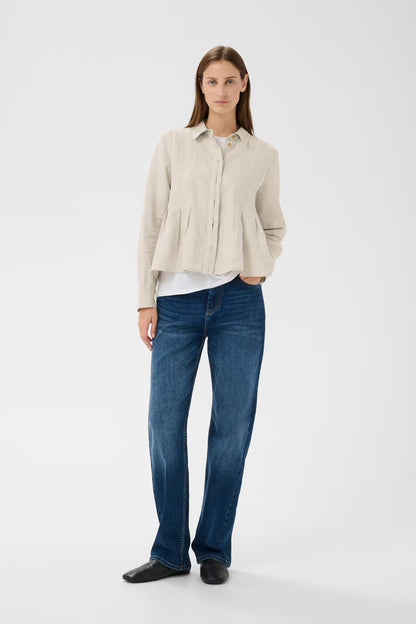 DilanaIW Pleated Shirt Ecru Melange InWear