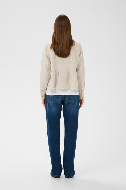 DilanaIW Pleated Shirt Ecru Melange InWear