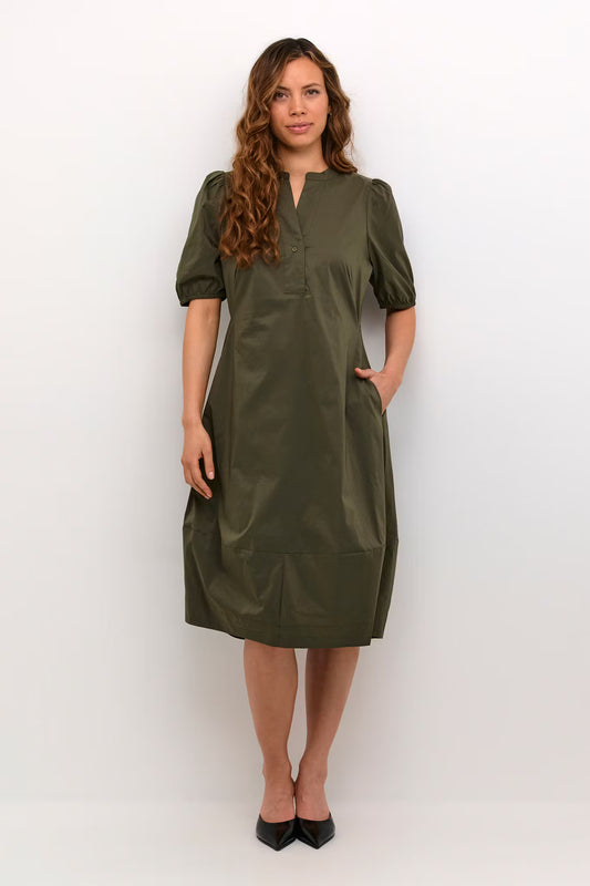 Antoinett SS Placket Dress Burnt Olive Culture