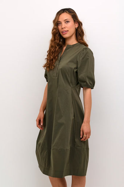 Antoinett SS Placket Dress Burnt Olive Culture