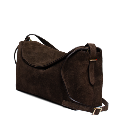 Torino Mini Suede Leather Bag Espresso Ash Latalia