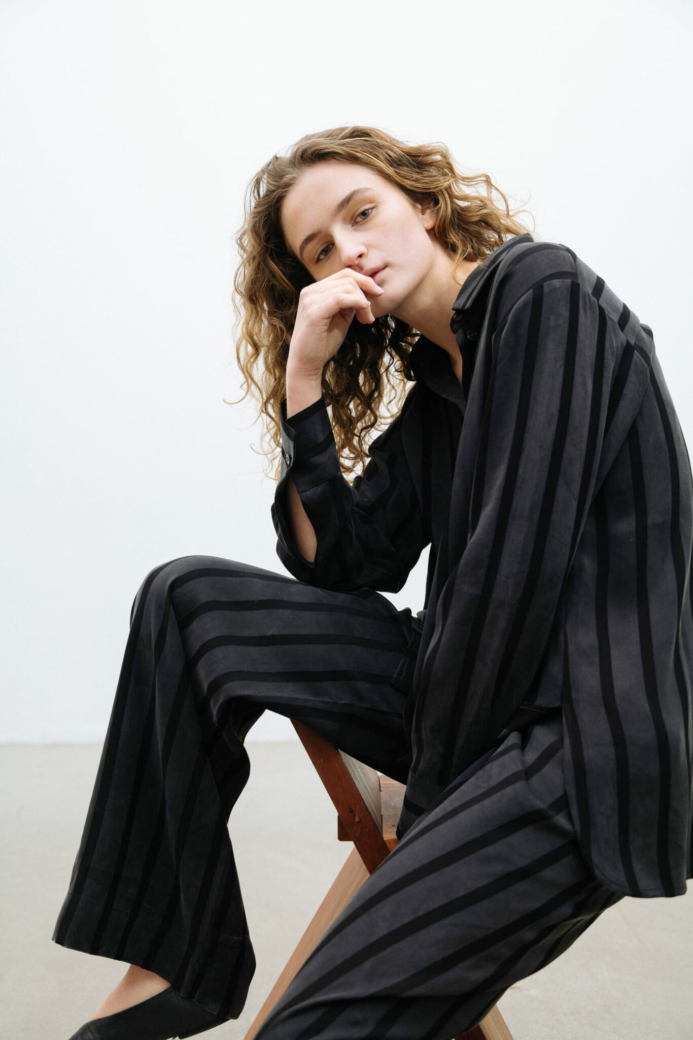Vacant Pants Wide Black Stripe A Part of the Art