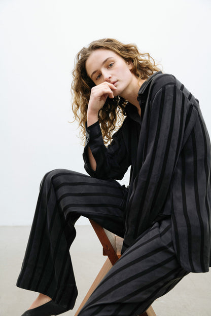 Vacant Pants Wide Black Stripe A Part of the Art