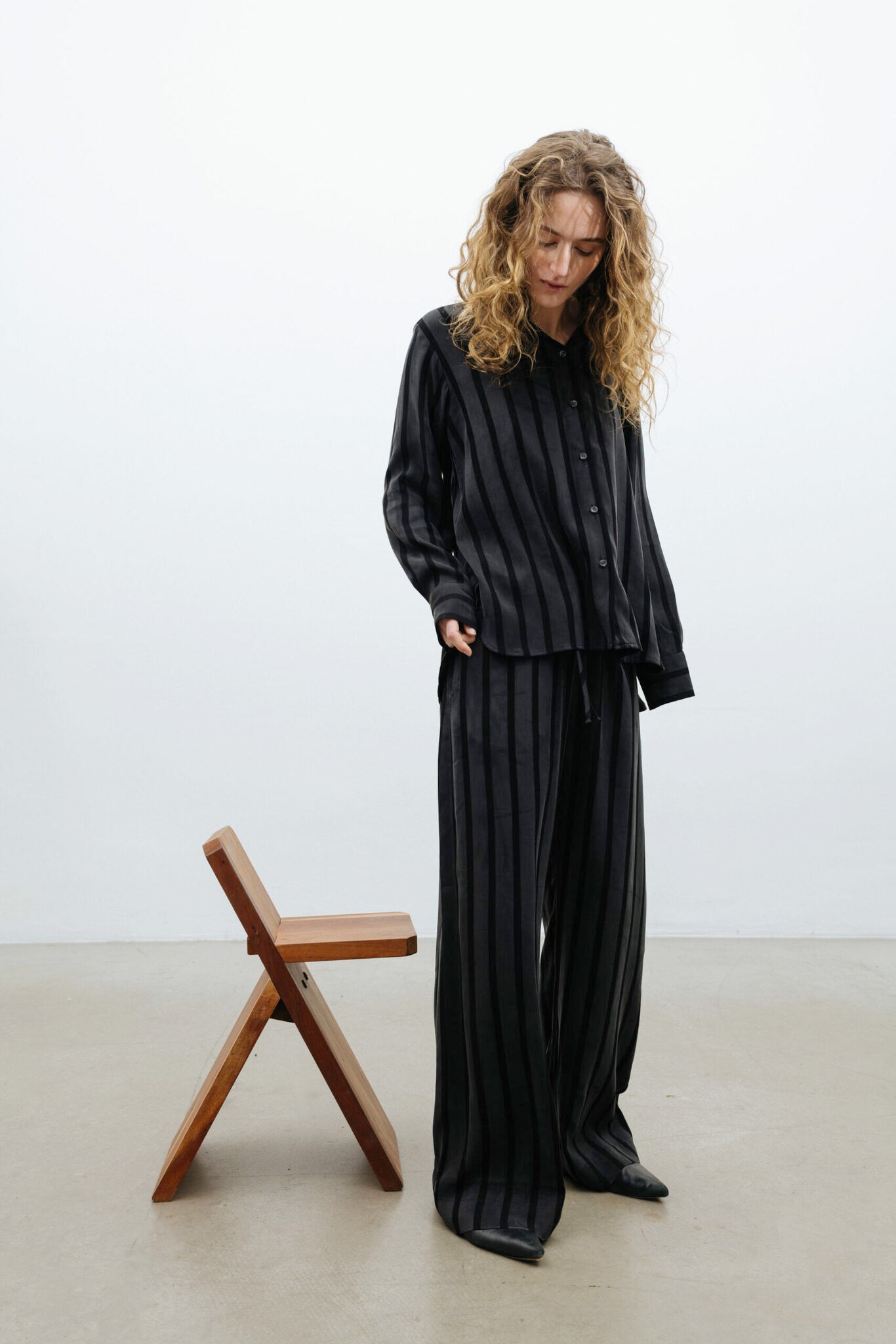 Vacant Pants Wide Black Stripe A Part of the Art