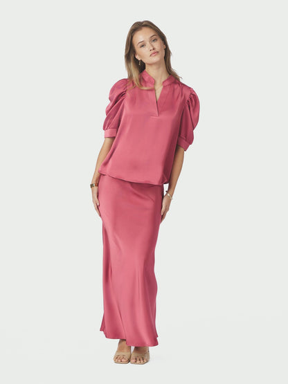 Roella Heavy Sateen Blouse Cherry Pink Neo Noir