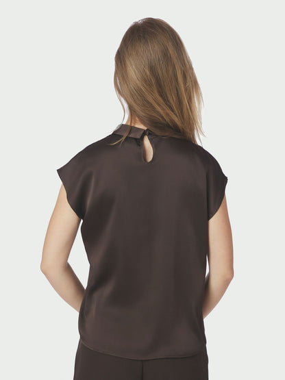 Fleur Drapy Satin Blouse Dark Brown Neo Noir