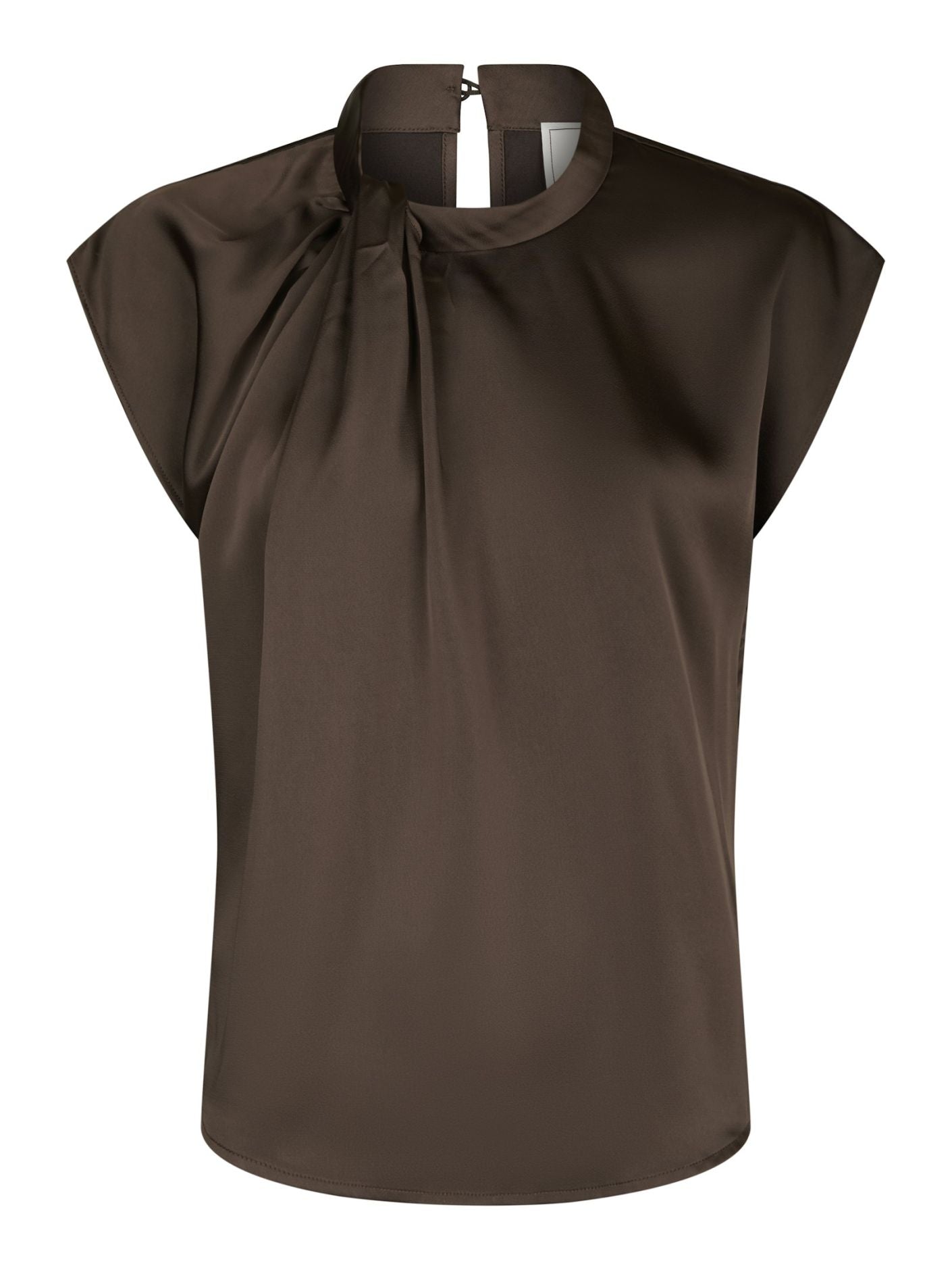 Fleur Drapy Satin Blouse Dark Brown Neo Noir