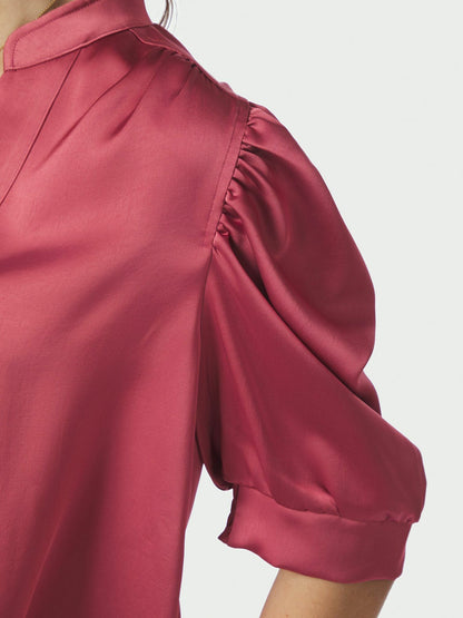Roella Heavy Sateen Blouse Cherry Pink Neo Noir