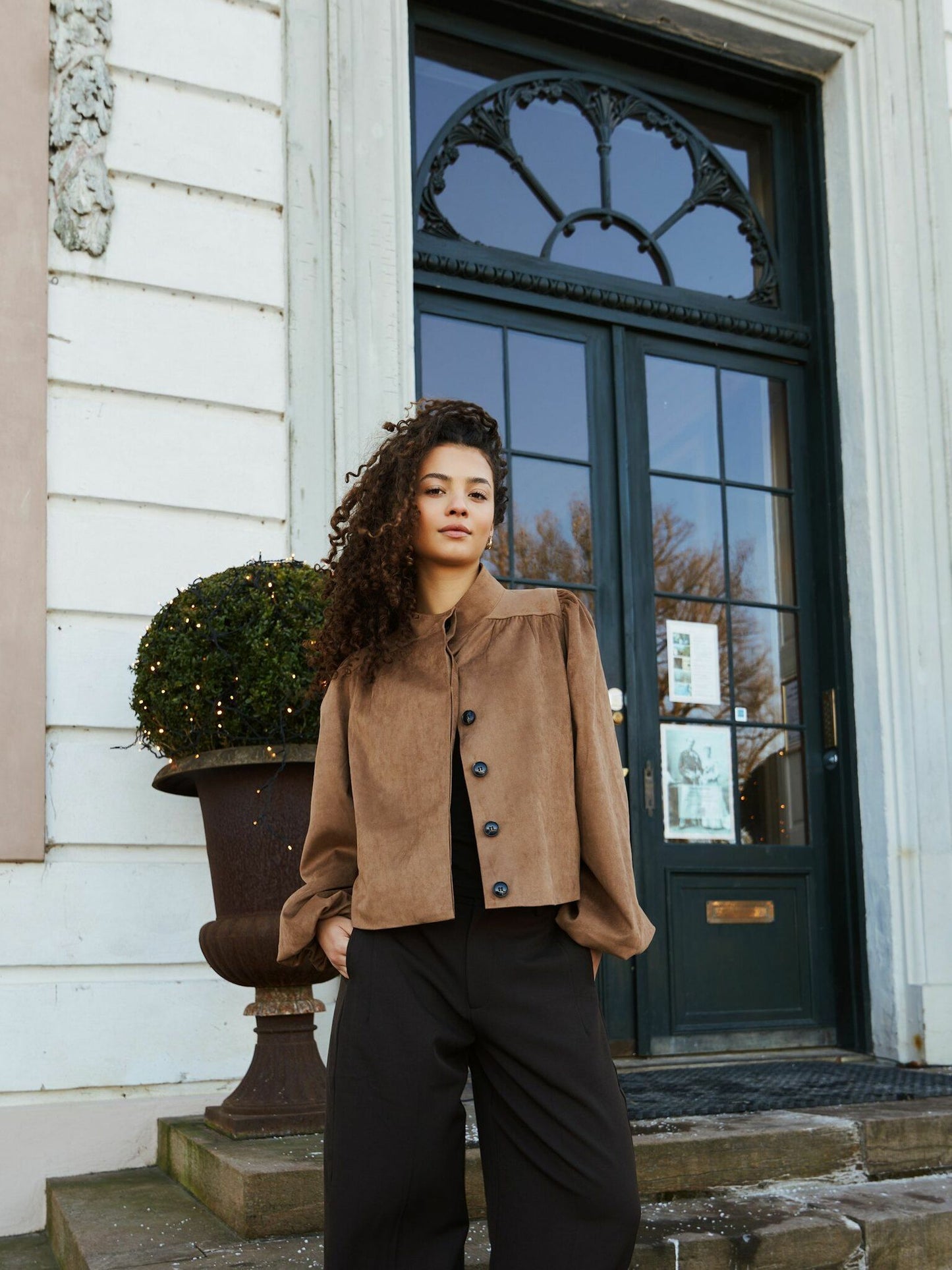 Tirsa Faux Suede Jacket Cognac Neo Noir