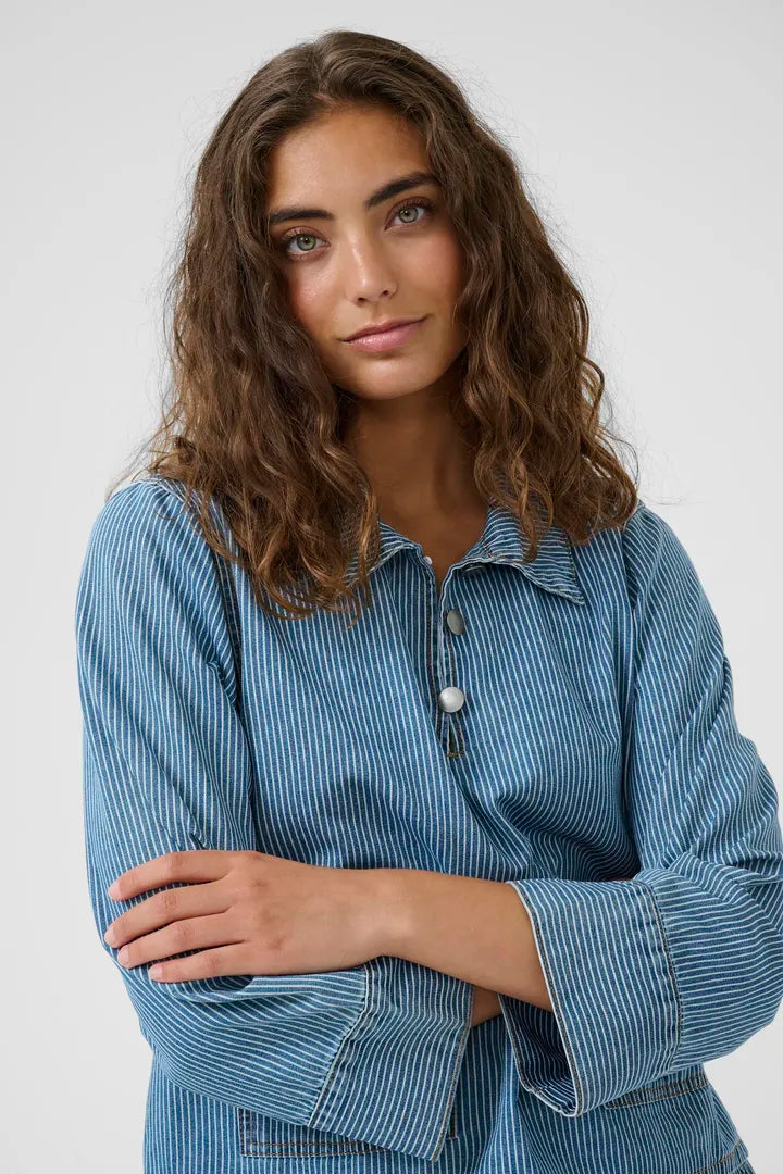 Ayna Shirtjacket Blue/White Stripe Culture