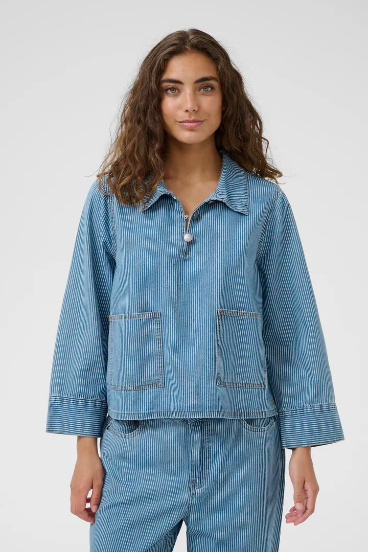 Ayna Shirtjacket Blue/White Stripe Culture