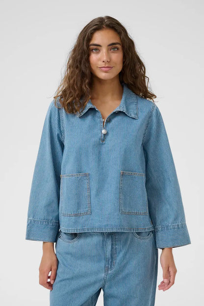 Ayna Shirtjacket Blue/White Stripe Culture
