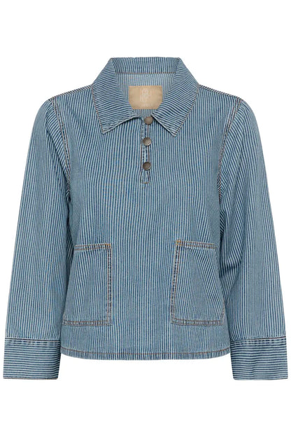 Ayna Shirtjacket Blue/White Stripe Culture