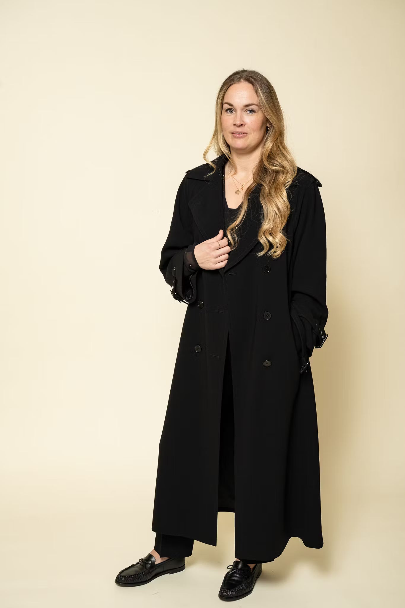 Draped Trench Coat Black Filippa K
