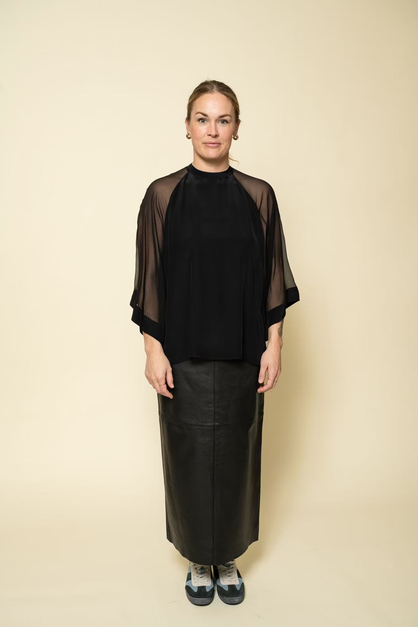 Sheer Raglan Blouse Black Filippa K