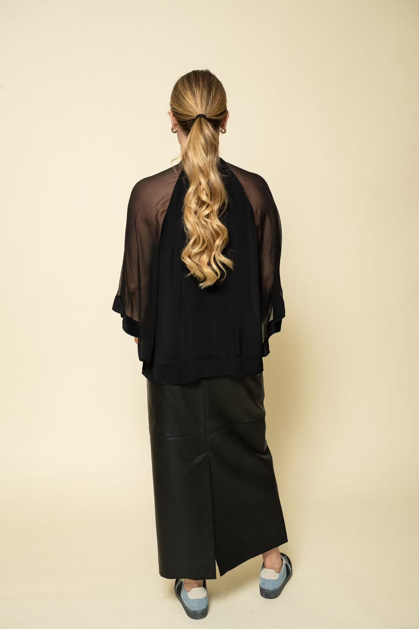 Sheer Raglan Blouse Black Filippa K