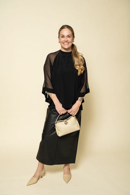 Sheer Raglan Blouse Black Filippa K