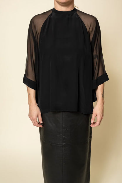 Sheer Raglan Blouse Black Filippa K
