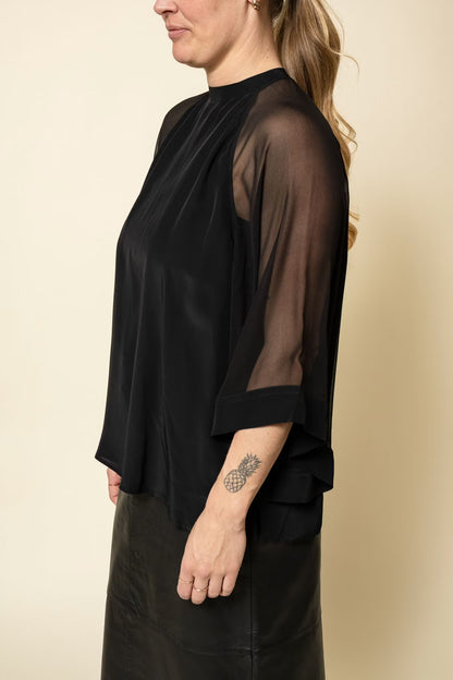 Sheer Raglan Blouse Black Filippa K