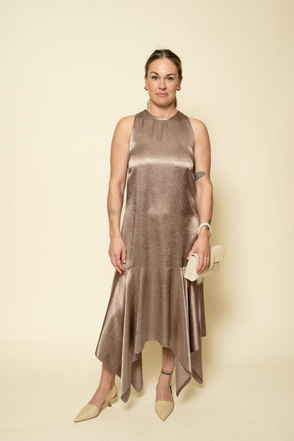 Scarf Hem Dress Dark Taupe Filippa K