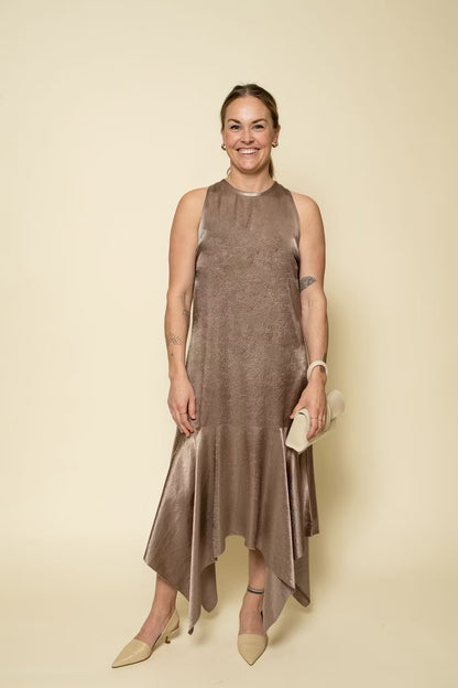 Scarf Hem Dress Dark Taupe Filippa K