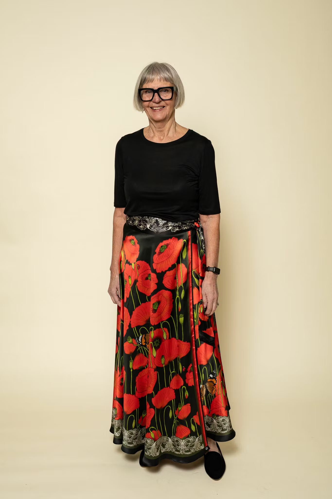 Silk Wrap Skirt Poppy Dark Kueen