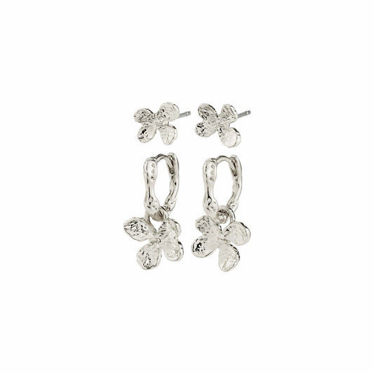 Ajani Earrings 2-in-1 set Silver Pilgrim