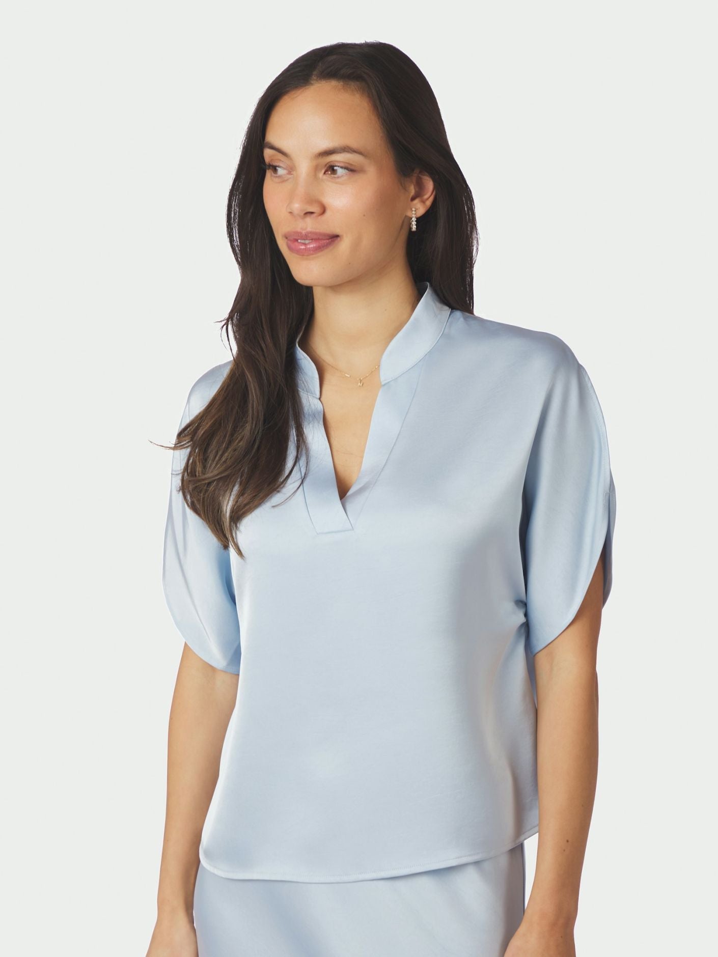 Anelle Heavy Sateen Blouse Light Blue Neo Noir