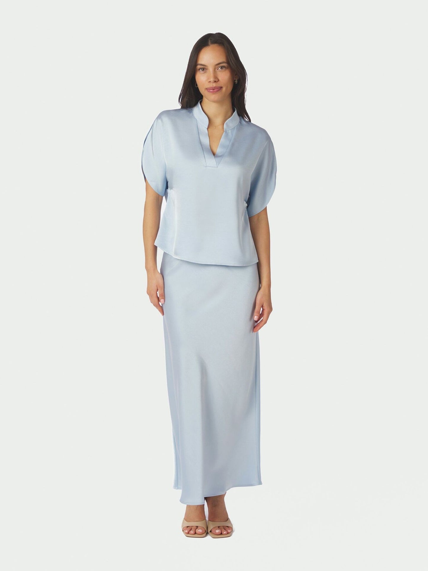 Anelle Heavy Sateen Blouse Light Blue Neo Noir