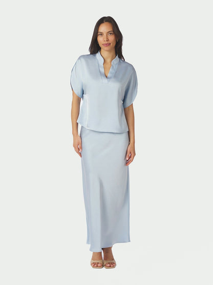 Anelle Heavy Sateen Blouse Light Blue Neo Noir