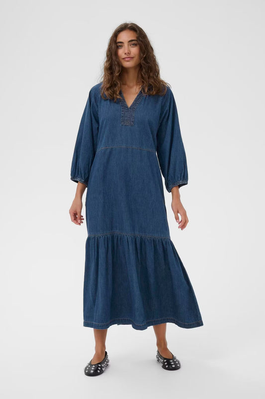 Lava Arpa Long Dress Dark Blue Wash Culture
