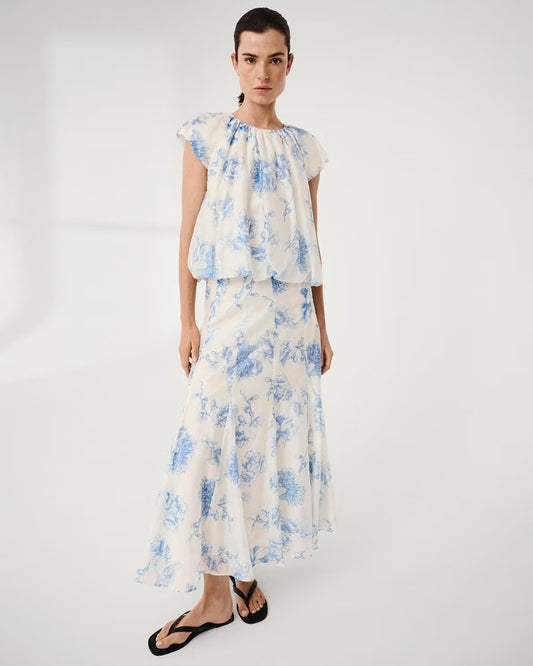 Evangelia HW Skirt AOP M Blue Flower MSCH