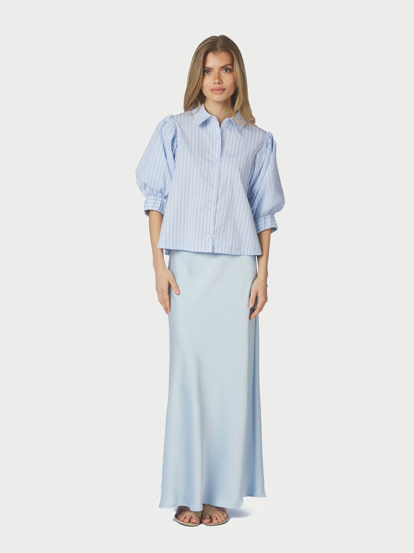 Etta Stripe Stone Shirt Light Blue Neo Noir