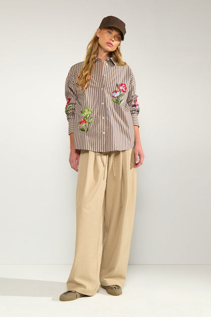 Kacey Embroidery Shirt Deep Taupe Nümph