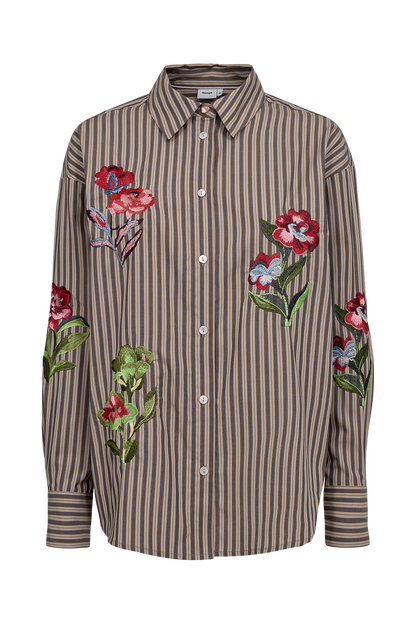 Kacey Embroidery Shirt Deep Taupe Nümph
