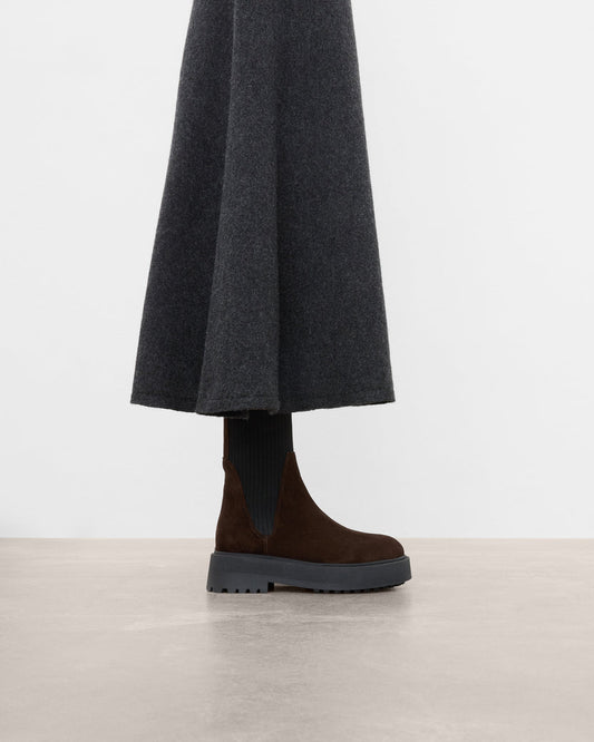 Aurora Chocolate Suede Flattered