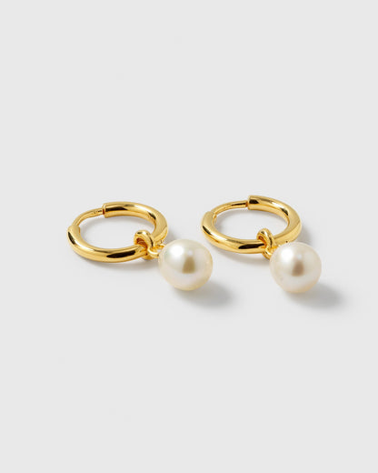 Treasure Pearl Hoops Gold Syster P