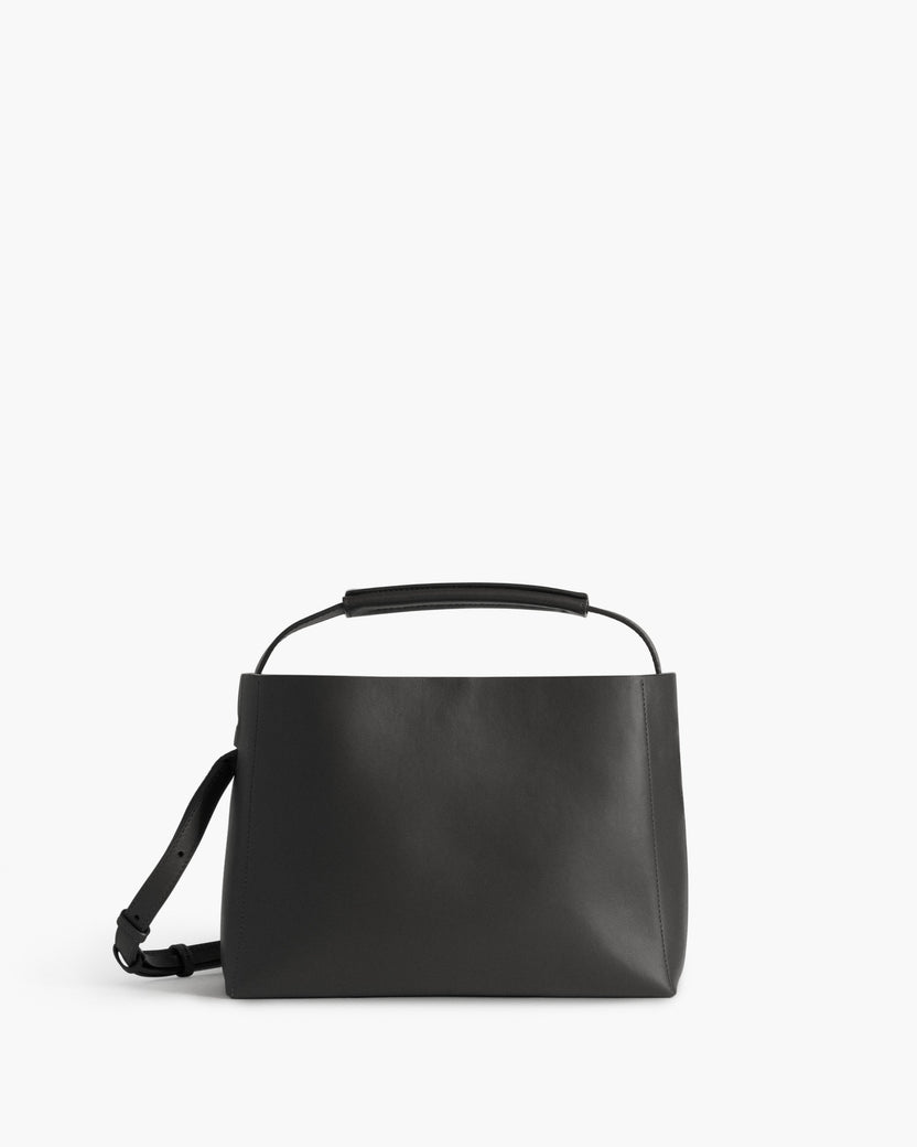 Hedda Midi Handbag Black Leather Flattered