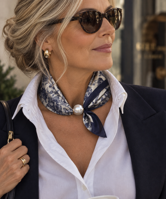 Magnetic Scarf Blue Floral The Shoelace Brand