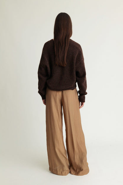 Daily V-Neck Chocolate Brown Melange A Part of the Art