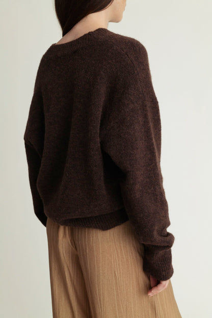Daily V-Neck Chocolate Brown Melange A Part of the Art