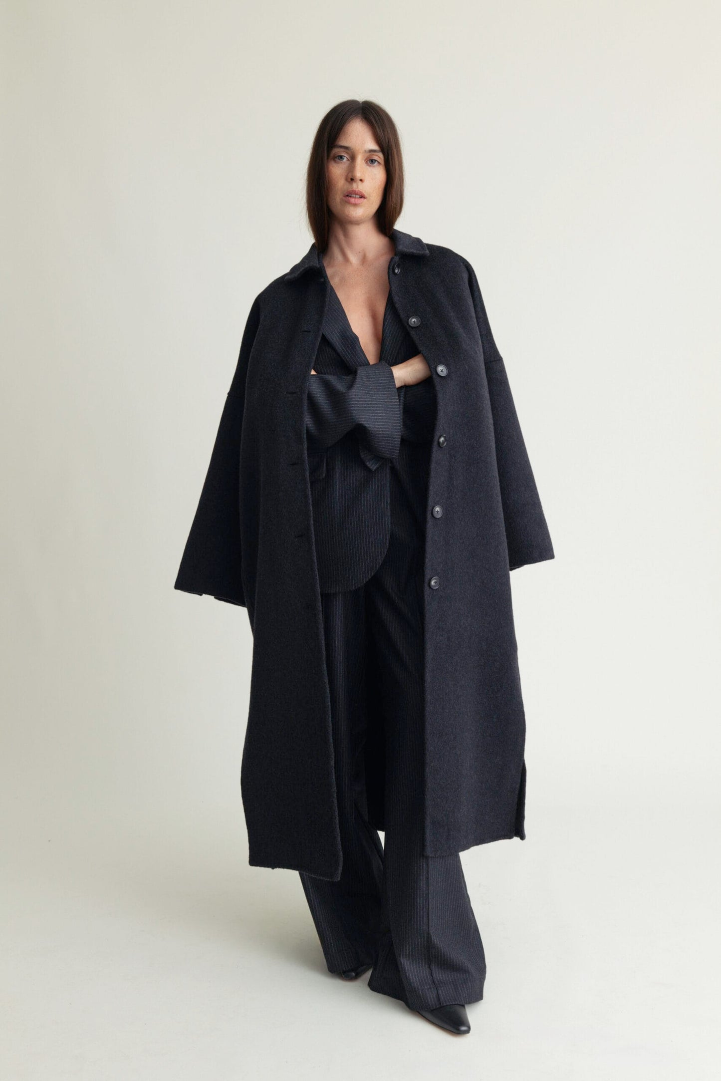 Lyric Coat Cashmere Blend Black Melange A Part of the Art