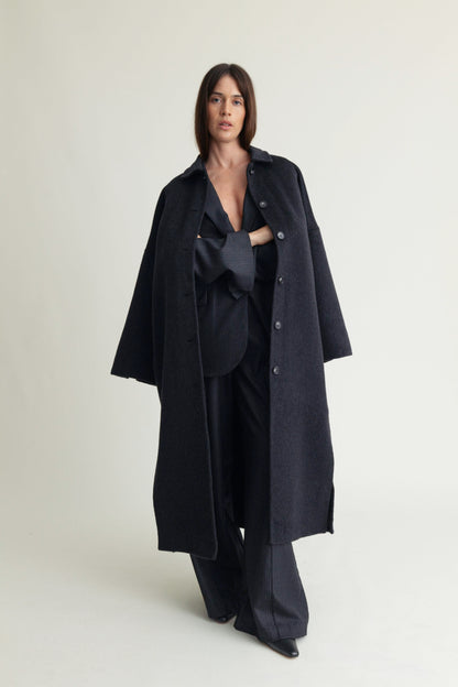 Lyric Coat Cashmere Blend Black Melange A Part of the Art