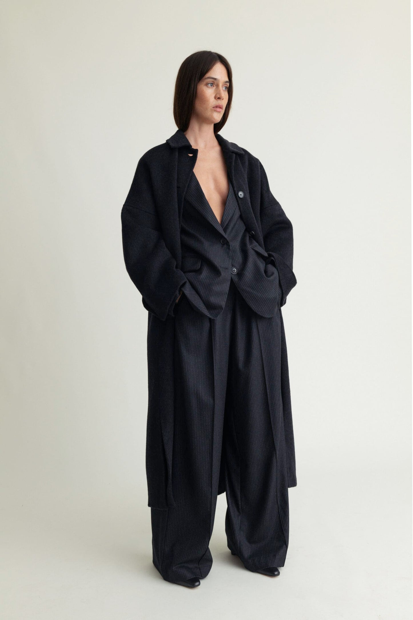 Lyric Coat Cashmere Blend Black Melange A Part of the Art
