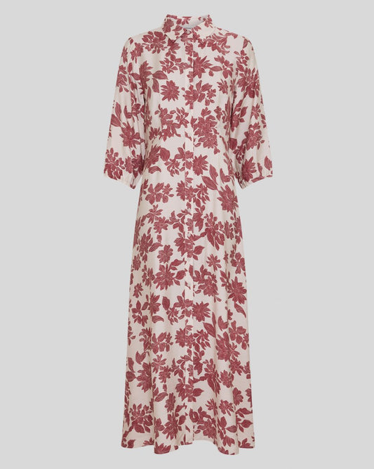 Vildana 3/4 Shirt Dress AOP Rhubarb Flower MSCH